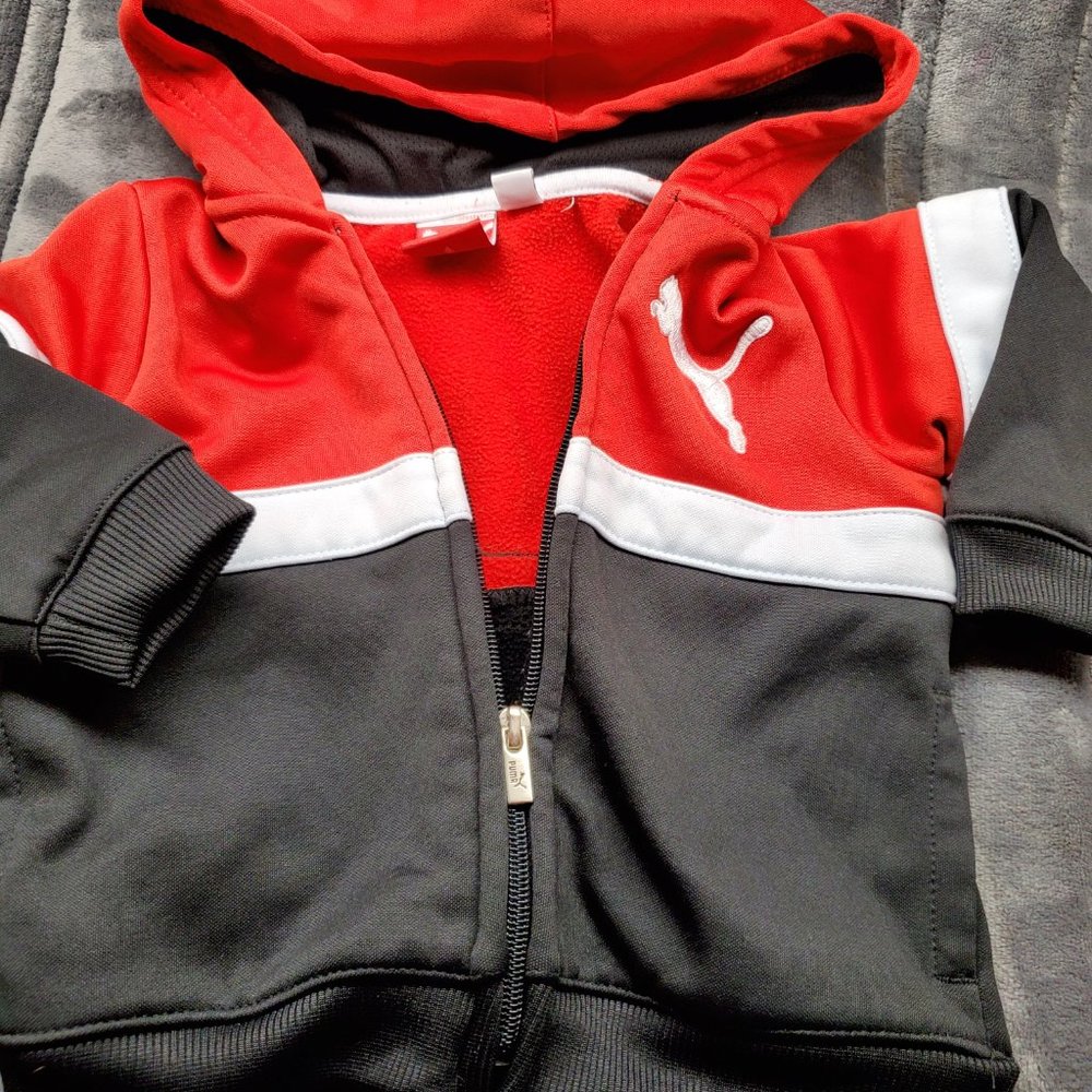 Puma Baby Boy Track Jacket 12 Months Red Black Zip Athletic - Picture 1 of 7